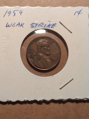 1959 Lincoln Penny Weak Strike Last Digit - Picture 4 of 4
