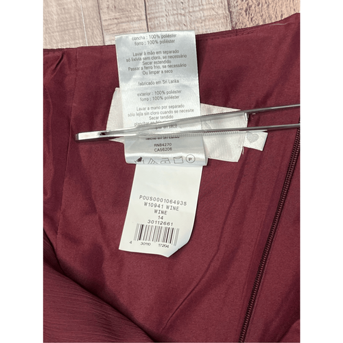 David's Bridal Crinkle Chiffon One Shoulder Burgundy Cocktail Dress Wedding 12 - Picture 11 of 12