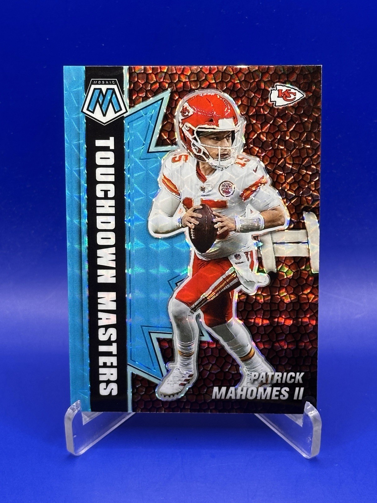2021 Mosaic Patrick Mahomes Touchdown Masters BLUE FLUORESCENT PRIZM SSP /15