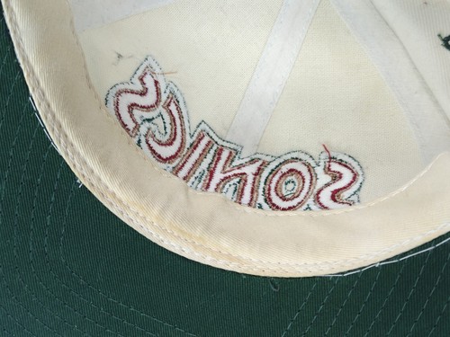 RARE Vintage SEATTLE Super SONICS Pro Player Snapback Hat 90s Off White NBA - Picture 6 of 11