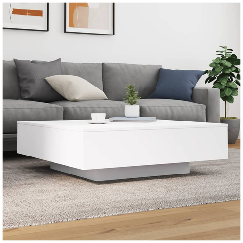 Weißer Couchtisch aus Holz 100x100x31 cm moderne Wohnzimmermöbel - Bild 3 von 5