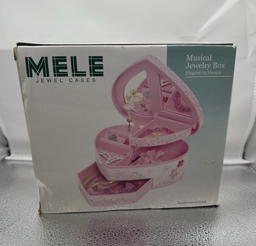Vintage rosa herzförmige Mele & Co Schmuckschatulle mit wirbelnder Ballerina & Musik - Bild 3 von 6