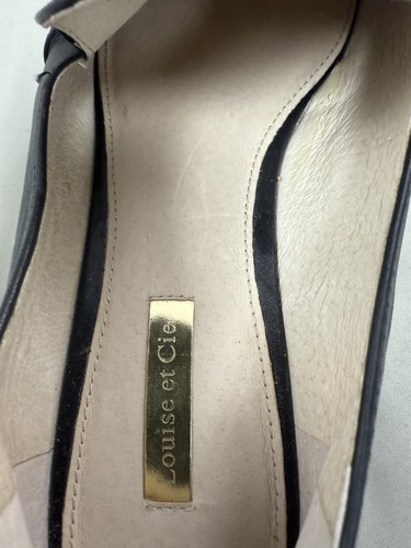 Louise et Cie Lo Bayne Black Leather Loafers Gold Hardware Slip On Shoes Size 9W - Picture 9 of 9