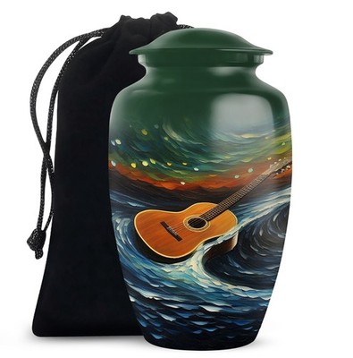 Crafted Guitar Urns for Ashes Adult Male, Memorial Urn (10 Inch)