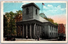 Vintage King's Chapel Boston Linen Postcard Tichnor Bros Historic