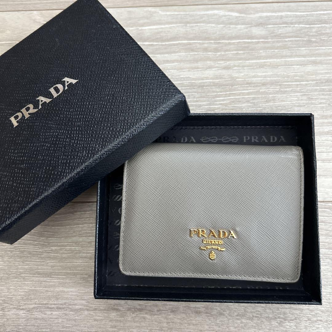 Prada Gray Leather Bifold Wallet for Men