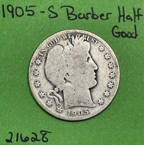1905-S Barber Half Dollar 90% Silber guter GD siehe Bilder