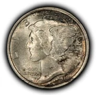 1918 10c Mercury Silver Dime - FSB - PQ Colorful Toning - BU - SKU-Z6756