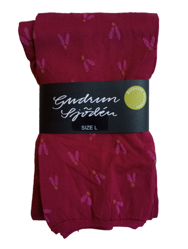 Gudrun Sjoden Fjat Footless Tights Size L 16-18 Red Bird Print Pattern 70 Denier - Picture 4 of 5