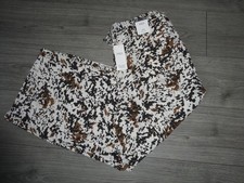 M S MARKS  SPENCER ECRU MIX PULL ON HIGH RISE WIDE LEG TROUSERS SIZE 14 SHORT