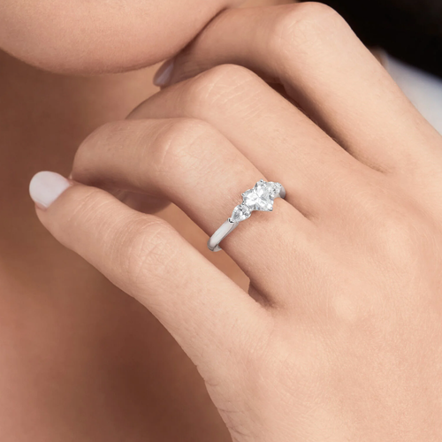 Alianza de boda para mujer semi montura de diamantes de 0,30 quilates con montura en forma de corazón - Imagen 5 de 8