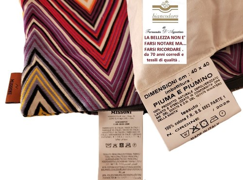 Missoni Pillow 40 x 40 cm, Matelassè Jacquard Fabric in Cotton Silk and Pl - Picture 6 of 15