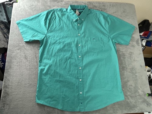 Resistol Western Cowboy Pearl Snap Shirt Turquoise 2XL XXL Short Sleeve New NWT - Picture 1 of 13