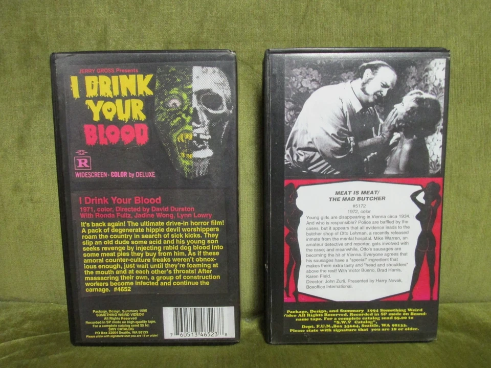 I Drink Your Blood + Meat Is Meat -  VHS Rare Horror Lot - Image 2 of 4