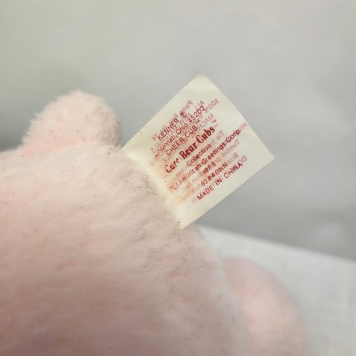 Vintage 1980er Pink Care Bear Cheer Bear Jungtier beflocktes Gesicht rosa Regenbogenbär UK - Bild 12 von 13