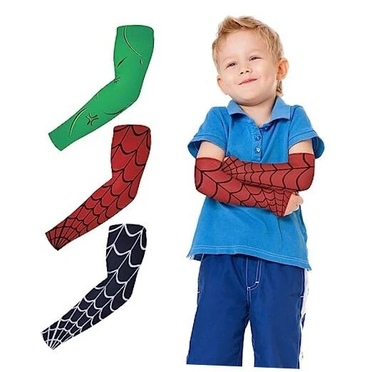 Arm Sleeves for Kids,3 Pairs Compression Arm Sleeve for Black,green,red