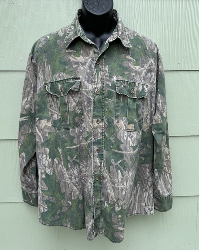 MILITARY ISSUE Men’s Camo Shirt Large Mossy Oak Leaf Flannel 8415-01-084-1656 - Picture 4 of 9