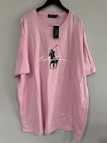 Polo Ralph Lauren Big & Tall rosa Pony Spieler Logo Rundhalsausschnitt T-Shirt Größe 3XLT