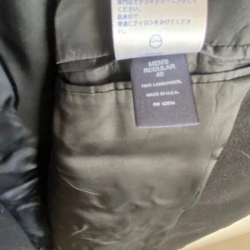 Lands End Mens 40 Regular Black 100% Lambswool Overcoat Made in USA image 7