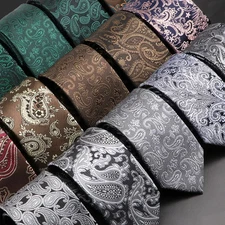 Green Grey Paisley Tie for Men Wedding Wear Floral Business Suit Neckwear Style