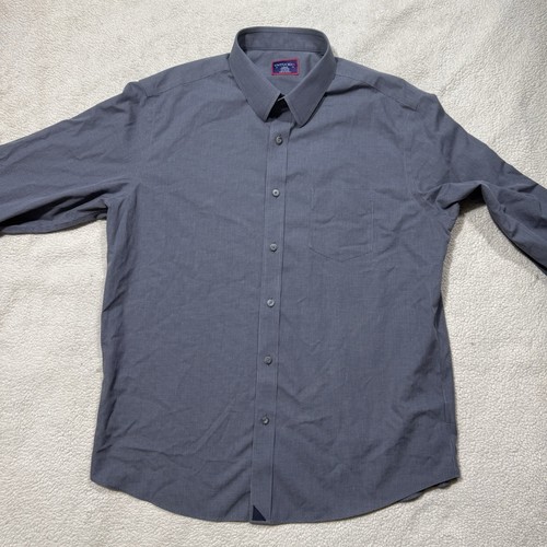 Camisa Untuckit Para Hombre Grande Abotonada Manga Larga Cuadros Gris Marcasín Oficina - Imagen 2 de 13