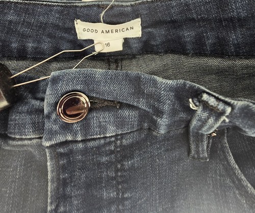 Good American Jeans Womens Size 16 Dark Wash High Rise Raw Hem Denim - Picture 3 of 5