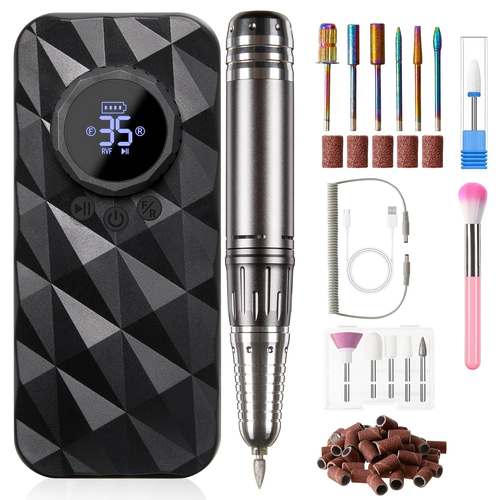 40000RPM Electric Nail Drill, Rechargeable Nail File Set for Acrylic Nails Gel P - Picture 11 of 12