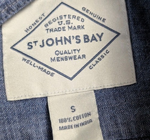 St Johns Bay Chambray Shirt Men's Small Blue Medium Wash Long Sleeve NEW - Picture 4 of 6
