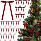 24 Pcs Velvet Bows Christmas Tree Ornaments Vintage Velvet Ribbon Bows for Tr...