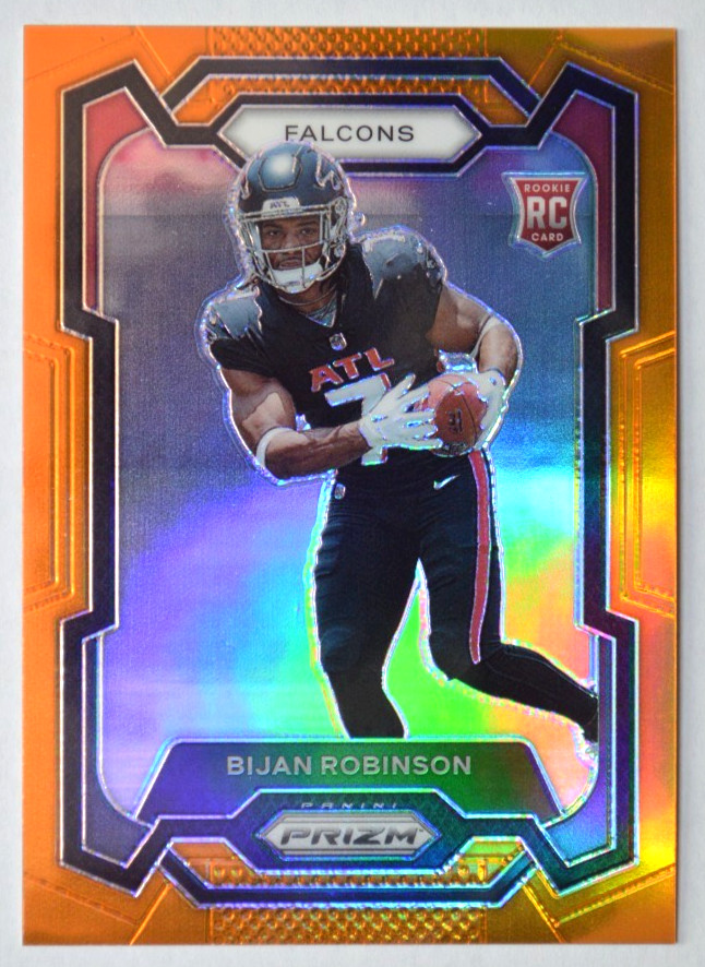 2023 Bijan Robinson Panini Prizm Orange Prizm 56/249 Rookie Card #305 RC Falcons