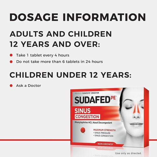 PE Sinus Congestion Relief Tablets, Maximum Strength, Non-Drowsy 10 mg Phenyl... - Picture 4 of 6