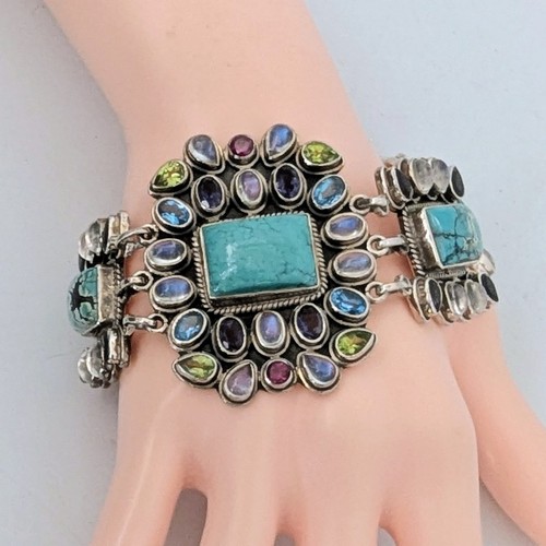 Nicky Butler Sterling 925 Turquoise Multi-Gemstone Limited Ed Bracelet 28/300 8" - Picture 5 of 16