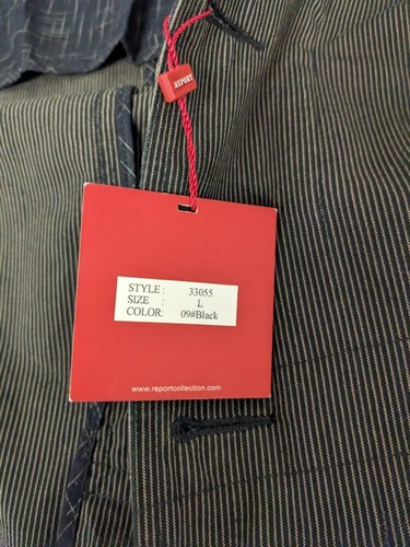 Report Collection Saks Off 5th Blazer Jacket Striped Black Brown Size L / 42 New - Picture 16 of 17