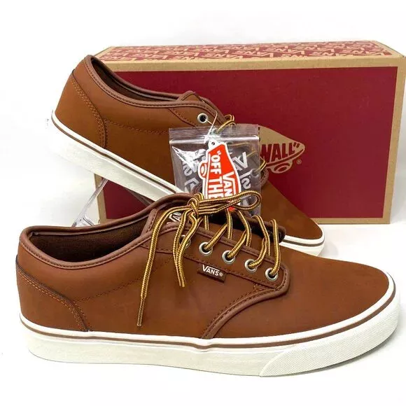 VANS Atwood Shoes Men s Leather Brown Casual Sneakers Low Top Size VN0A327LLYV