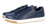 Prada Leder Downtown Sneaker - 4E3507 - Navy Blau Weiss - Neu - 10,5 44,5