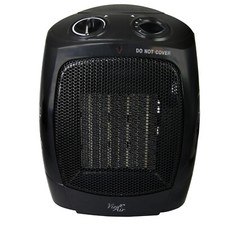 Vie Air 1500W Portable 2-Settings Office Black Ceramic Heater w Adjustable Therm