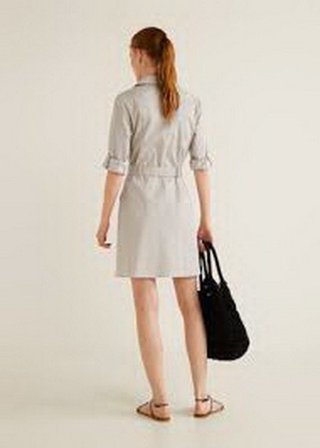 NEW MANGO (Zara Group) Cotton Striped Shirt Dress size EUR L USA 8 - Picture 3 of 7