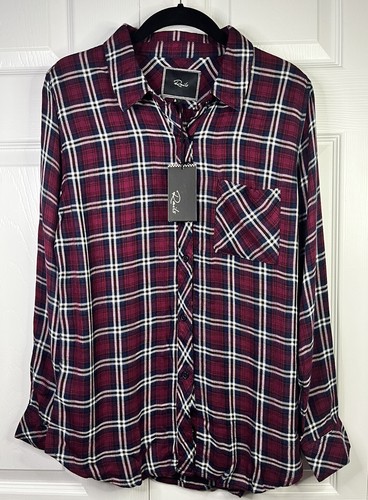 Rails Flannel Shirt Size Small Brand New Woman’s Red, White, Navy Blue Plaid Top - Picture 1 of 8