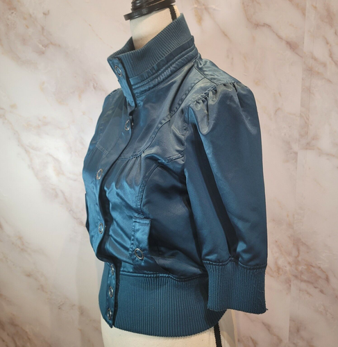 Beverly Hills Polo Club Teal Lightweight button-up Short Sleeve Jacket Women/Jr' - Picture 3 of 7