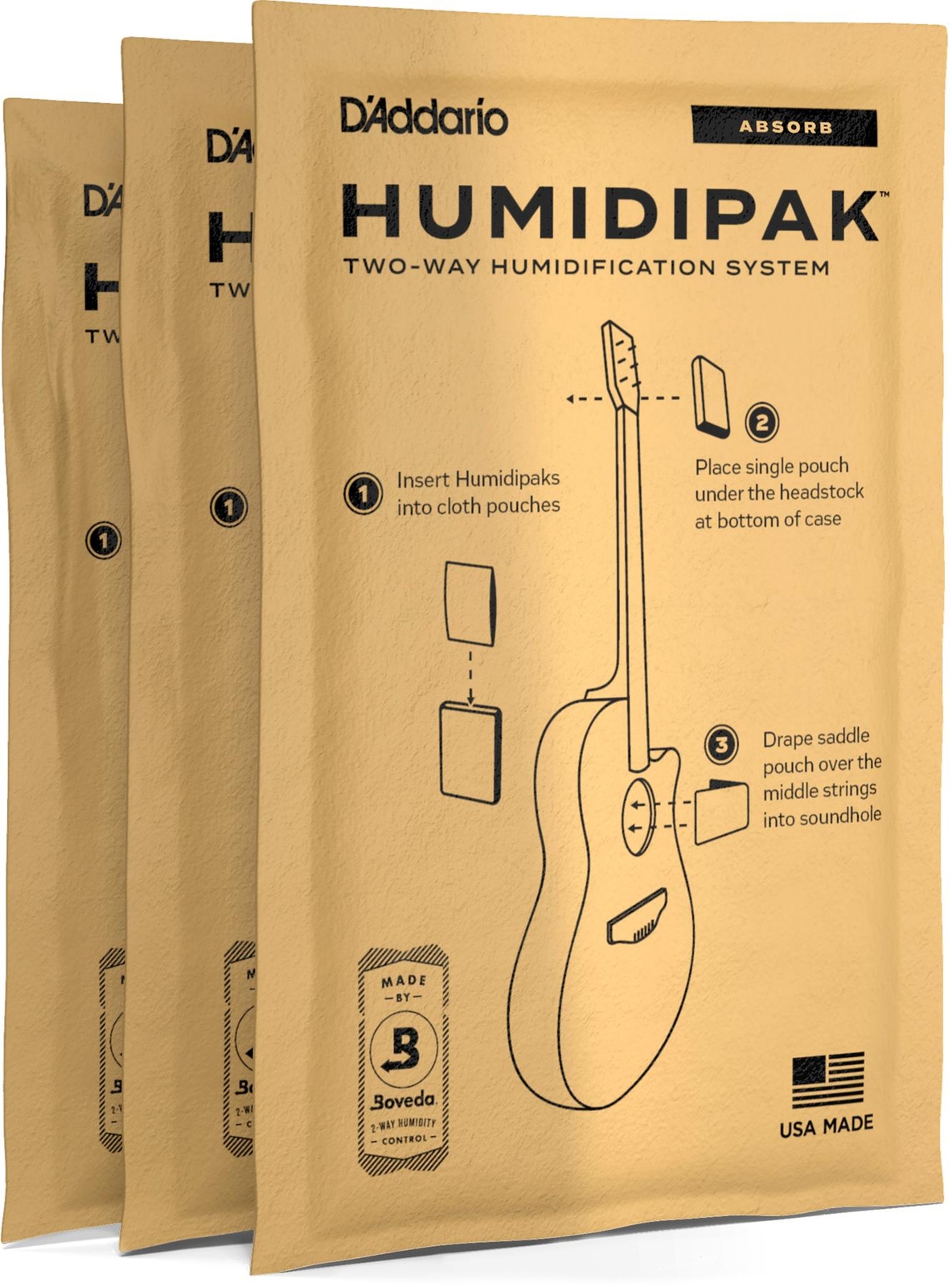 Сменные пакеты DAddario Humidipak Absorb (3 упаковки) (2 упаковки) в комплекте