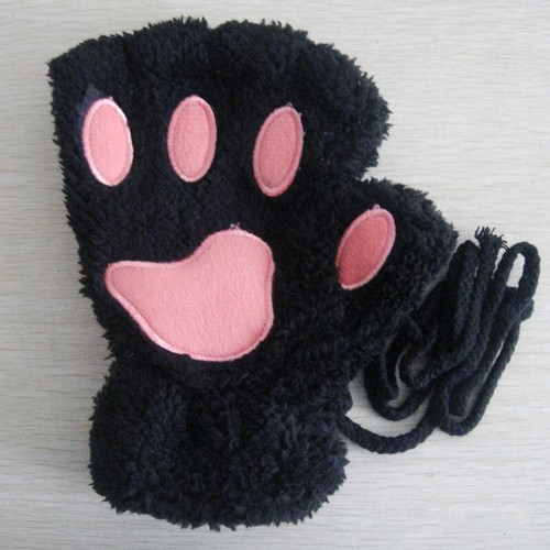 Women Cute Cat Paw Faux Fur Gloves Kitten Fingerless Mittens Half-finger Gloves… - Picture 11 of 62