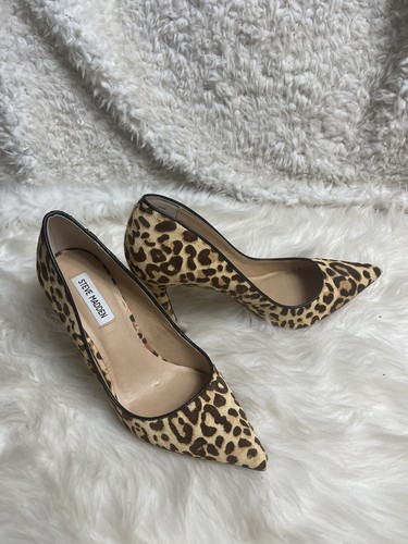 Steve Madden Dasie Cuero Pelo de becerro Estampado de leopardo Tacones sin cordones Talla 10M - Imagen 3 de 11