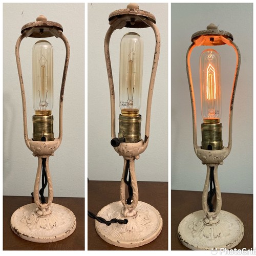 12" Antique Victorian Cast Iron Accent Table Lamp Finial 1920s