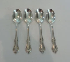 SET/4 INTERNATIONAL "JOAN OF ARC" STERLING SILVER TABLE SPOONS, MONOGRAM "A"