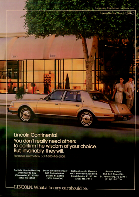 #ad #ad 1986 Lincoln Continental Beige Sedan What Luxury Car Should Be Original Print Ad $14.99