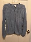 Cherokee Ladies Light Blue Open Knit Open Front Sweater Size L