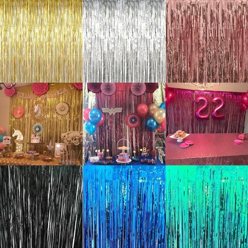 2M Foil Tinsel Shimmer Curtains Bedroom Wall Art Backdrop Party Decoration - Picture 4 of 49