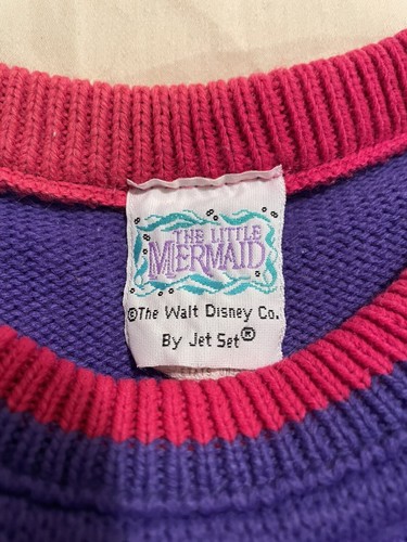 Vintage Disney Little Mermaid Ariel Hearts Girls 6x Sweater Pink Purple Jet Set - Picture 7 of 7