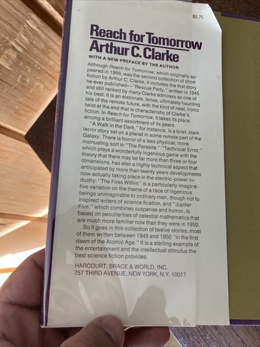 Reach for Tomorrow - 12 Stories by Arthur C. Clarke w/ New Preface HB in DJ - Picture 12 of 13