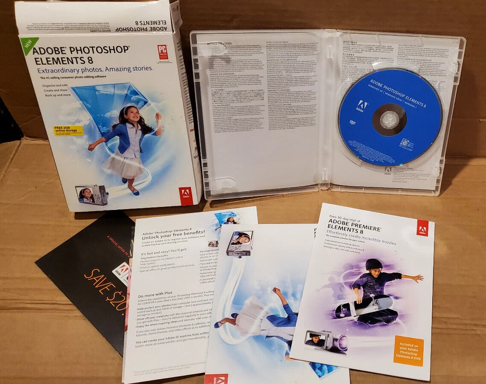 Adobe Photoshop Elements 8 Software Disc w/ Serial Number Install Key Paperwork - Image 4 of 4